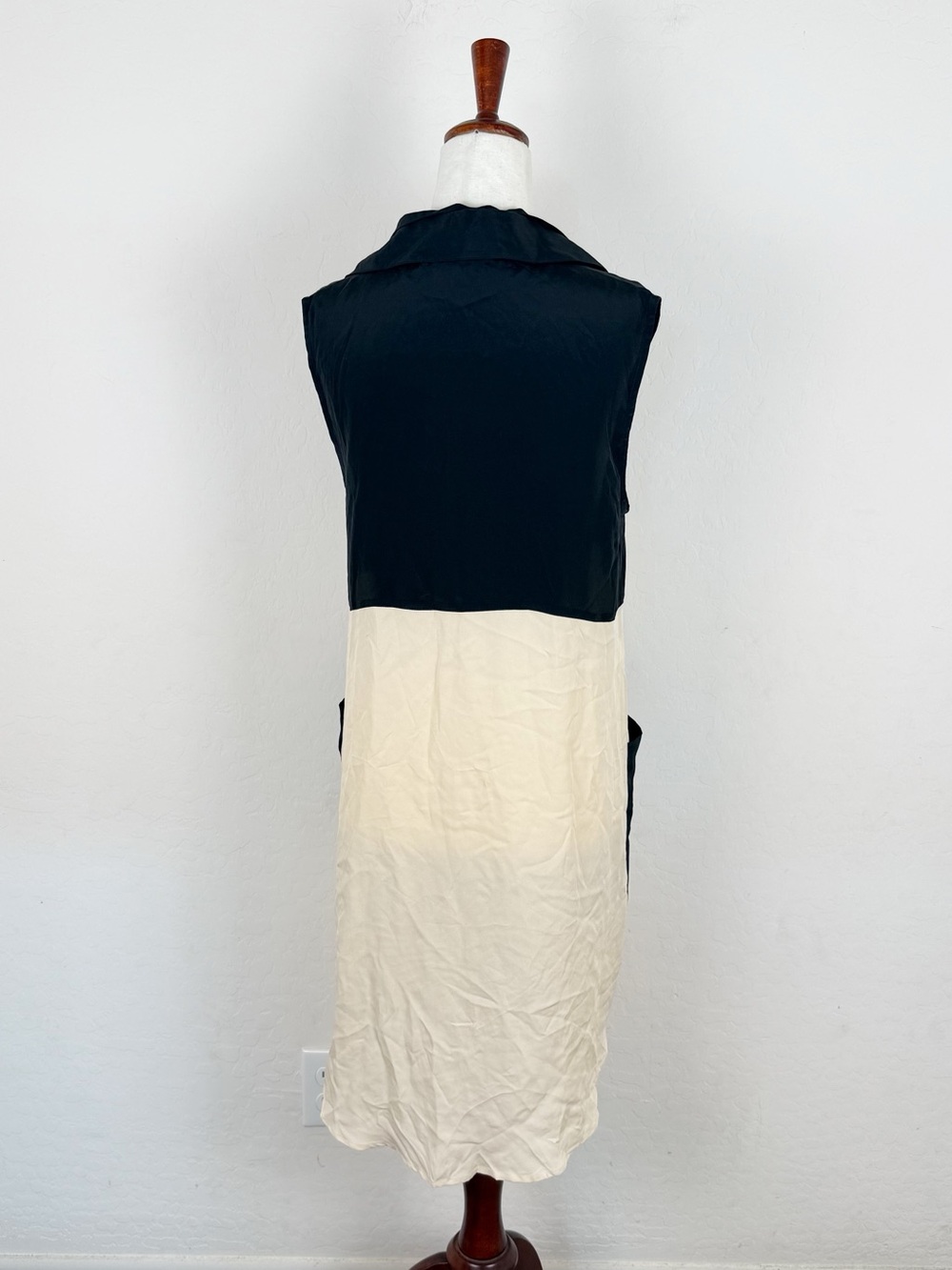 derek lam 10 crosby neutral colorblock silk sleeveless dress - Picture 6 of 11